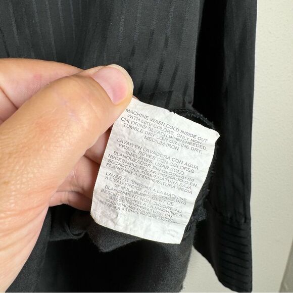 Vintage Wrangler Pearl Snap Western Button Down Shirt Long Sleeve Black Stripe L - Picture 8 of 8